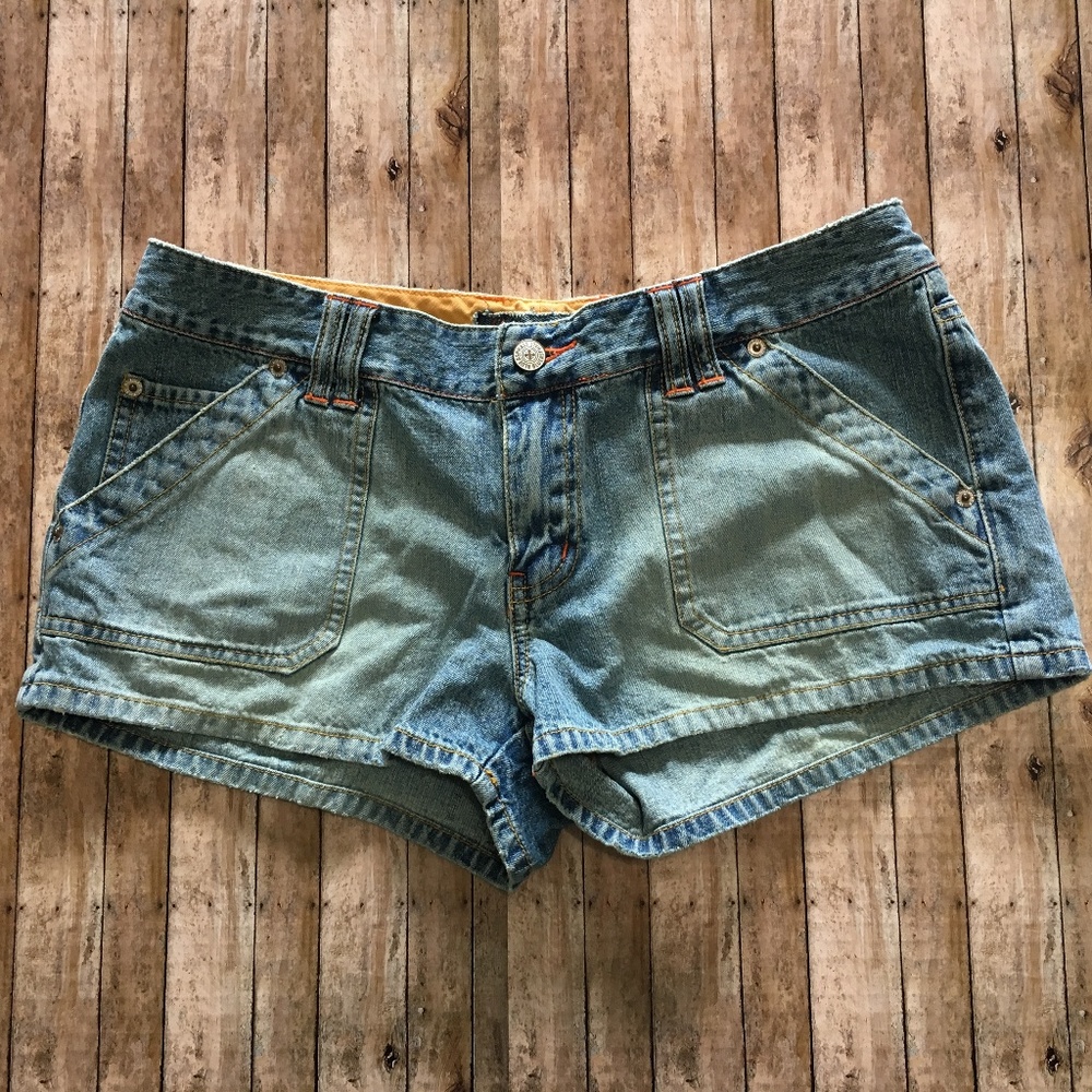 Blue Asphalt acid blue jean shorts 9 Juniors